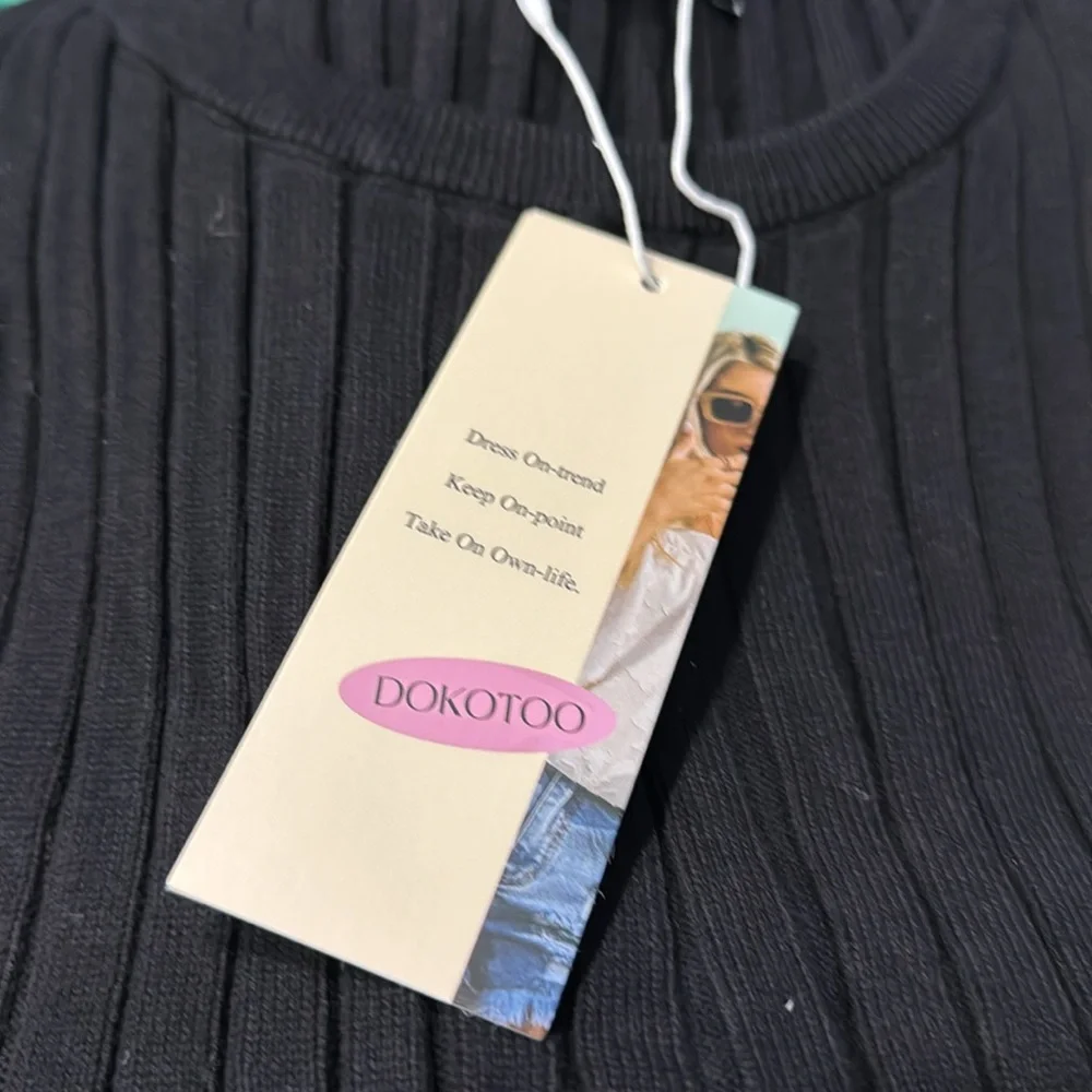 NWT Women’s Solid Black Sleeveless Ribbed Crewneck Sweater, Size 2X - Picture 6 of 9